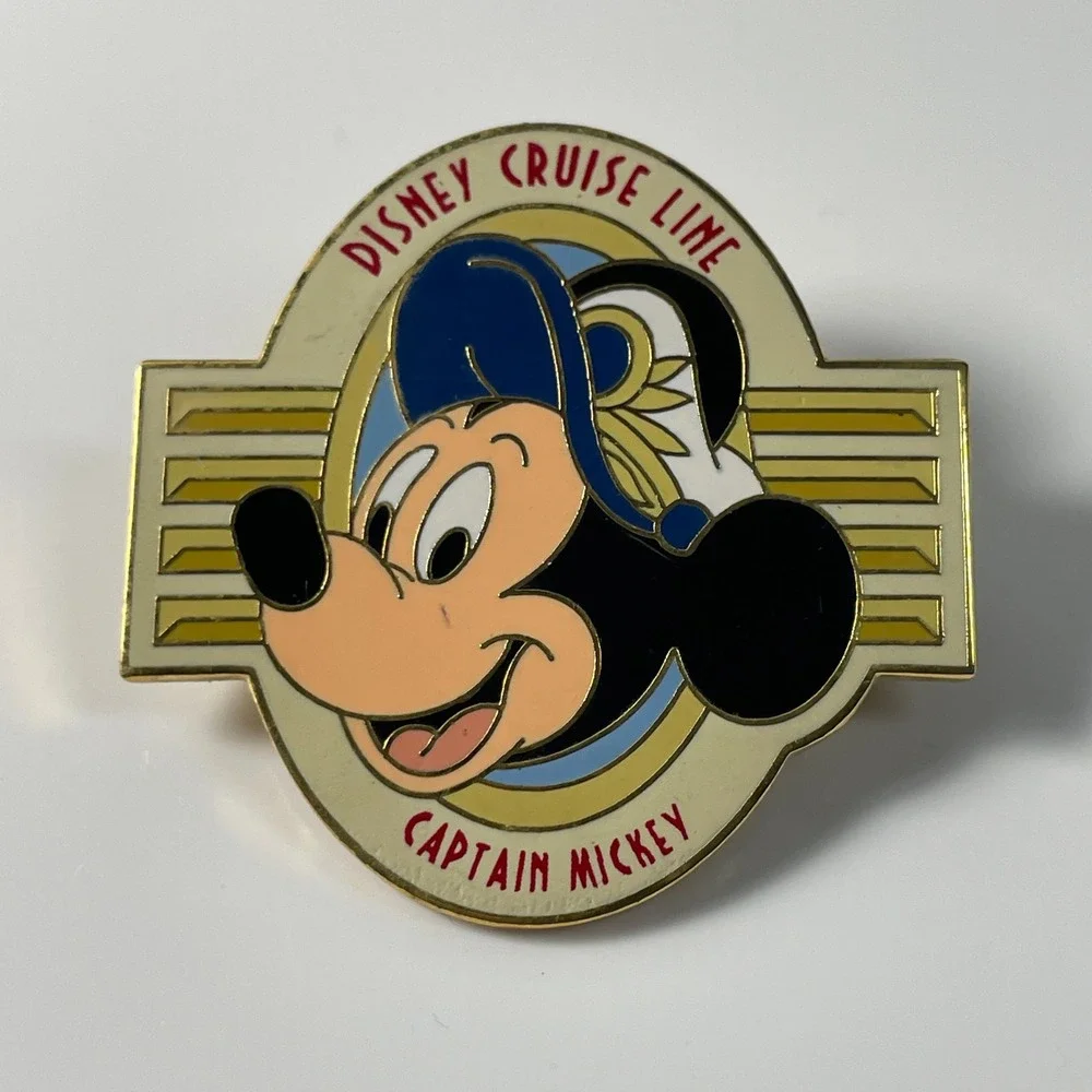 Disney Cruise Line Captain Mickey Mouse Pin Vintage Gold Tone Enamel Sailor Hat